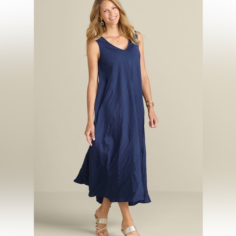 Soft Surroundings | Navy Blue Mizu Midi Sleeveless Dress Size XS/Small
